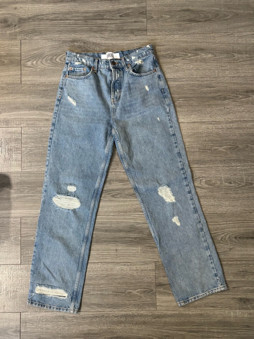 BDG Urban Outfitters Authentic Straight Distressed Jeans W29 L32 Light Wash